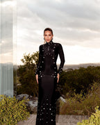 White Long Sleeve Buttoned Gown H7015