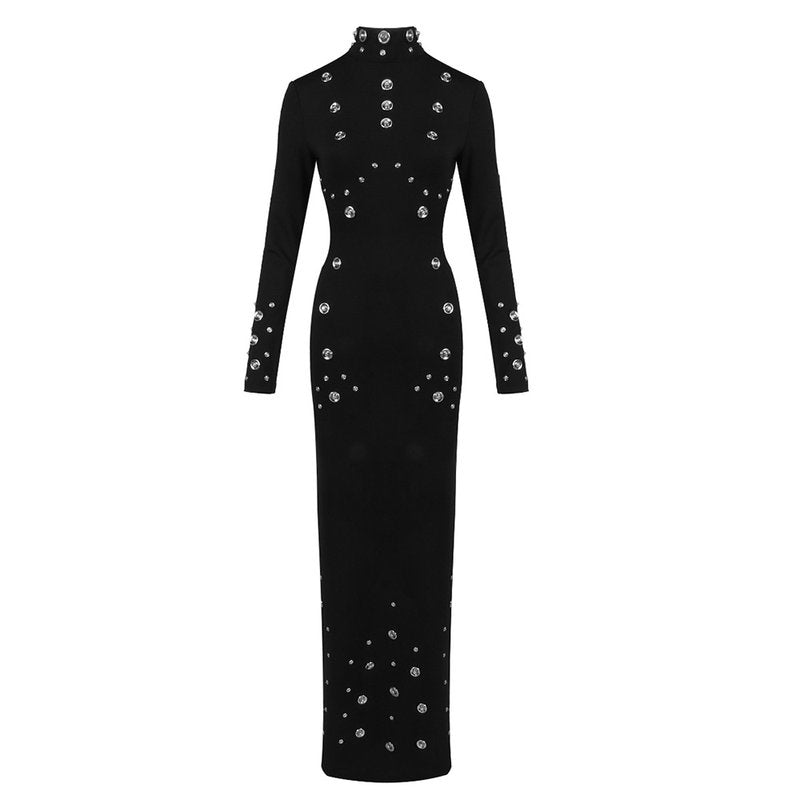 White Long Sleeve Buttoned Gown H7015
