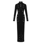 White Long Sleeve Buttoned Gown H7015