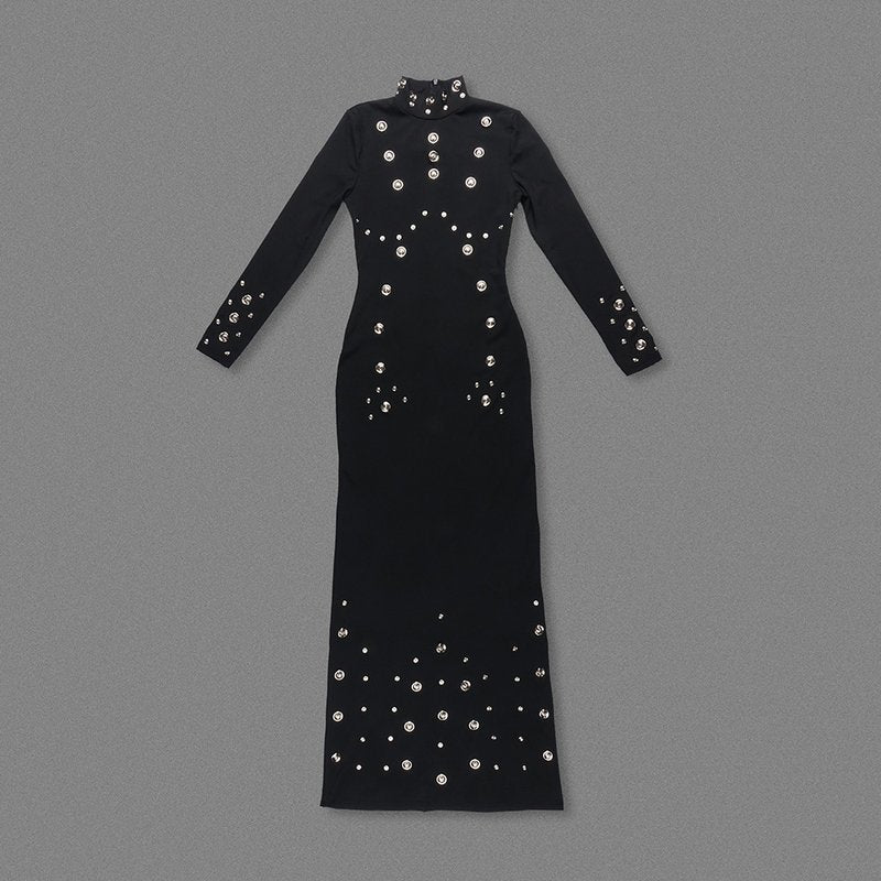 White Long Sleeve Buttoned Gown H7015