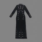 White Long Sleeve Buttoned Gown H7015