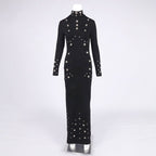 White Long Sleeve Buttoned Gown H7015