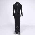 White Long Sleeve Buttoned Gown H7015