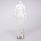 White Long Sleeve Buttoned Gown H7015