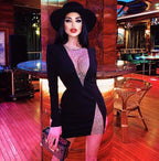 White Mesh Panel Long Sleeve Bodycon Dress H3378