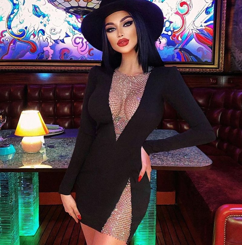White Mesh Panel Long Sleeve Bodycon Dress H3378