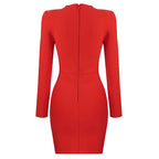 White Mesh Panel Long Sleeve Bodycon Dress H3378