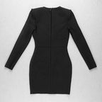 White Mesh Panel Long Sleeve Bodycon Dress H3378