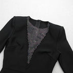 White Mesh Panel Long Sleeve Bodycon Dress H3378