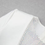 White Mesh Panel Long Sleeve Bodycon Dress H3378