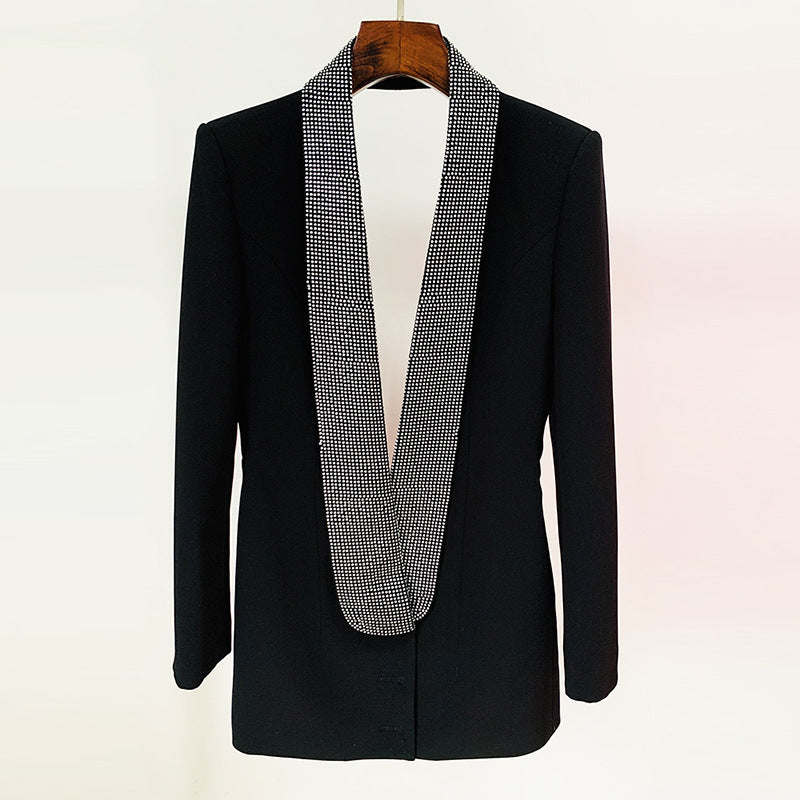 White Sequin Lapel Blazer Dress H5920