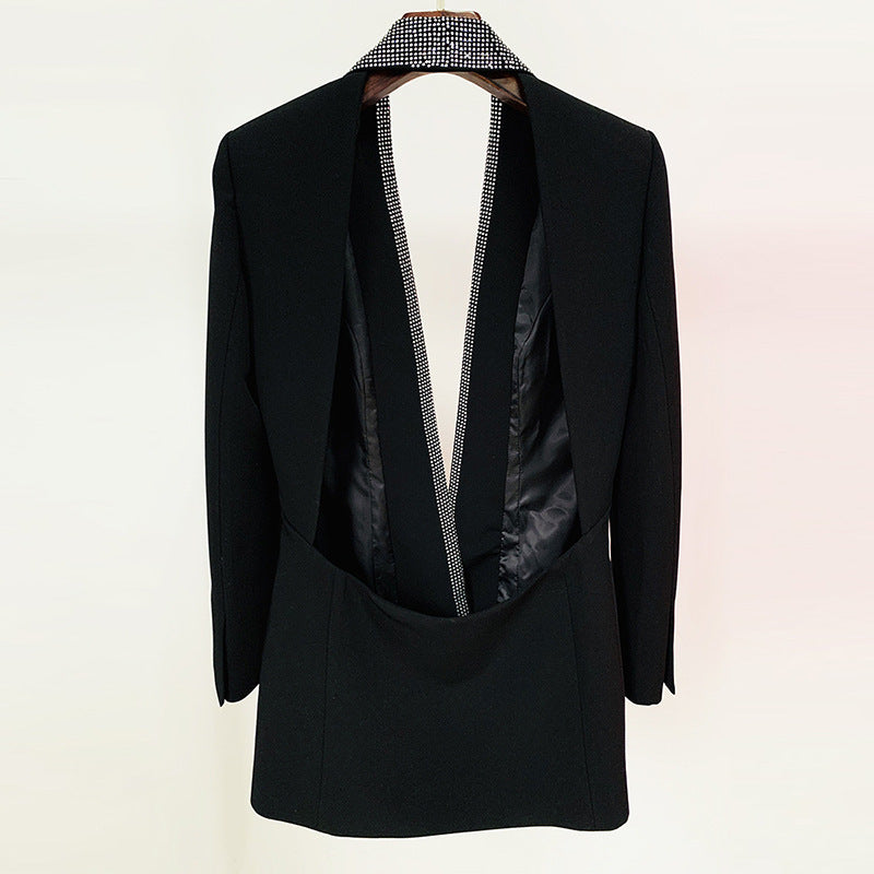 White Sequin Lapel Blazer Dress H5920