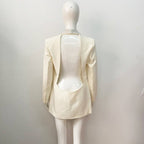White Sequin Lapel Blazer Dress H5920