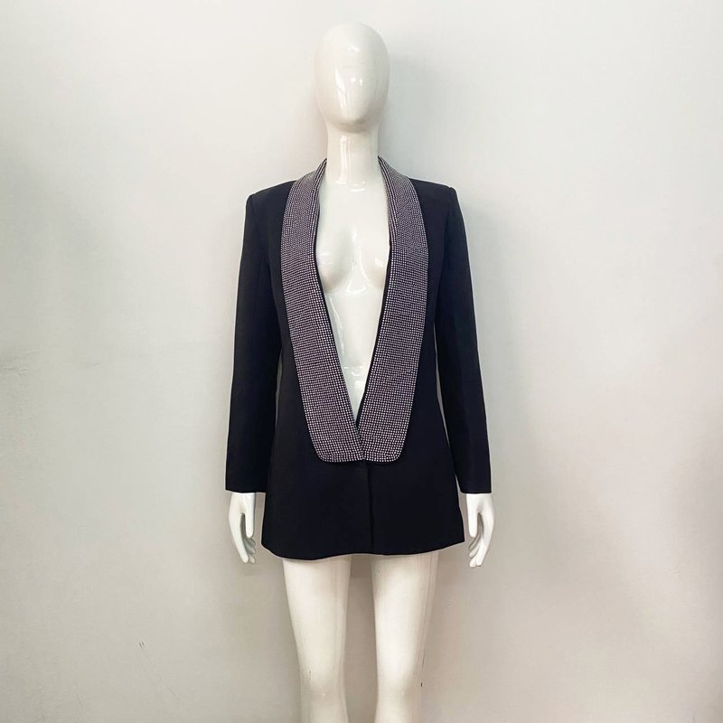 White Sequin Lapel Blazer Dress H5920