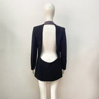 White Sequin Lapel Blazer Dress H5920