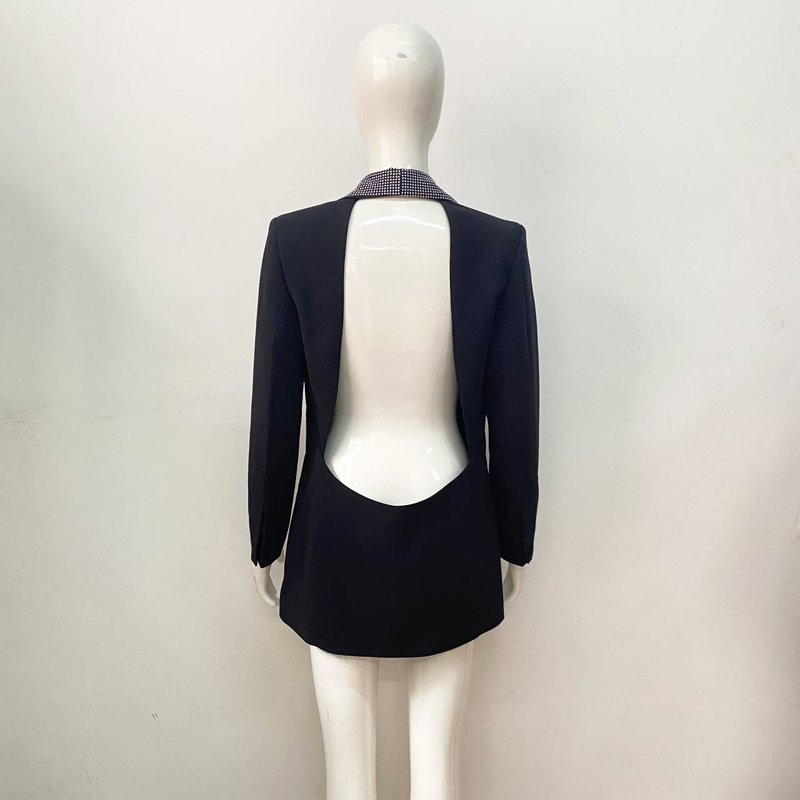 White Sequin Lapel Blazer Dress H5920