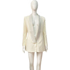 White Sequin Lapel Blazer Dress H5920