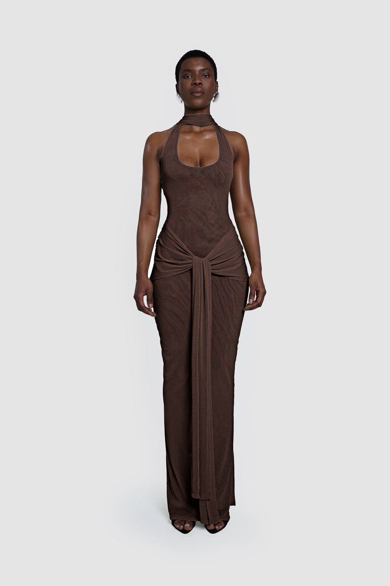 Wrap Front Halter Bodysuit Dress H6867