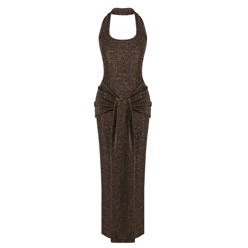 Wrap Front Halter Bodysuit Dress H6867
