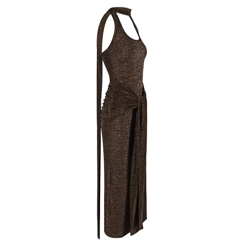Wrap Front Halter Bodysuit Dress H6867