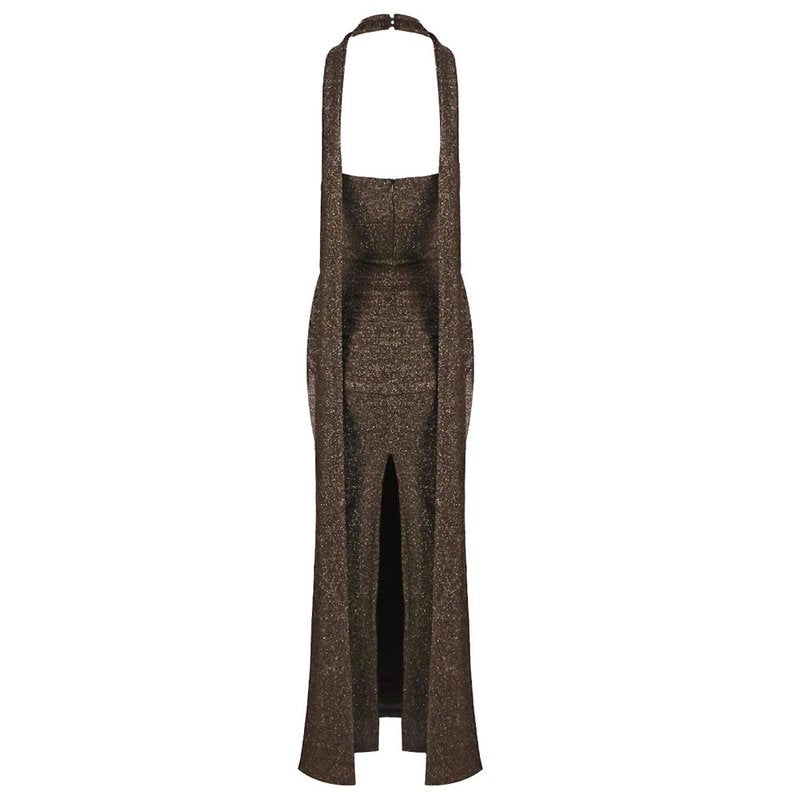Wrap Front Halter Bodysuit Dress H6867