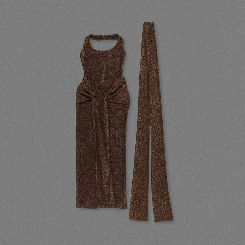 Wrap Front Halter Bodysuit Dress H6867