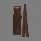 Wrap Front Halter Bodysuit Dress H6867