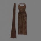 Wrap Front Halter Bodysuit Dress H6867