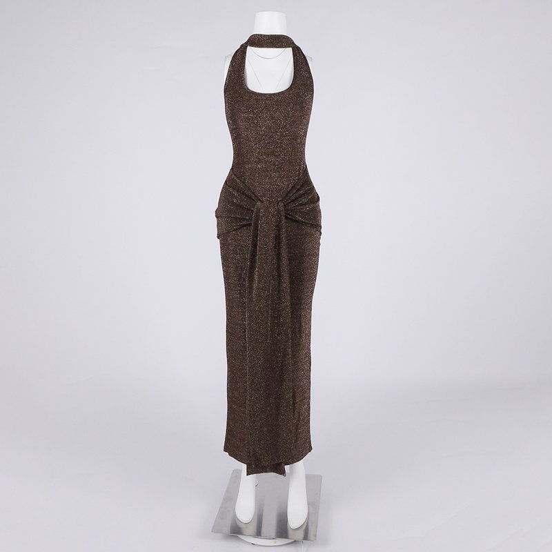 Wrap Front Halter Bodysuit Dress H6867