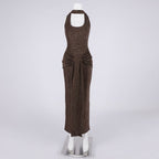 Wrap Front Halter Bodysuit Dress H6867