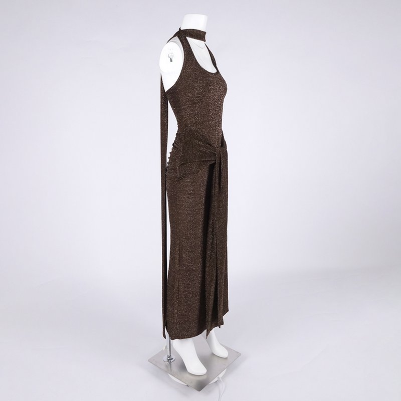 Wrap Front Halter Bodysuit Dress H6867