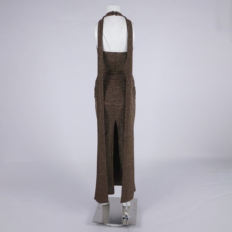 Wrap Front Halter Bodysuit Dress H6867