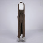 Wrap Front Halter Bodysuit Dress H6867