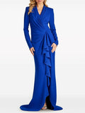 Wrap Ruffle Long Sleeve Maxi Dress H6601