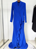 Wrap Ruffle Long Sleeve Maxi Dress H6601