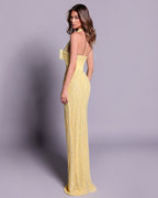 Yellow Bow Halter Mermaid Gown H7029