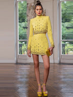 Yellow Embellished Two-Piece Mini Dress H6232