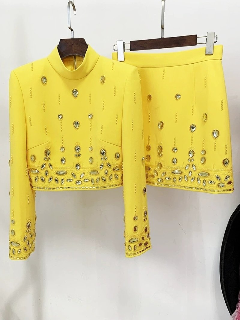 Yellow Embellished Two-Piece Mini Dress H6232