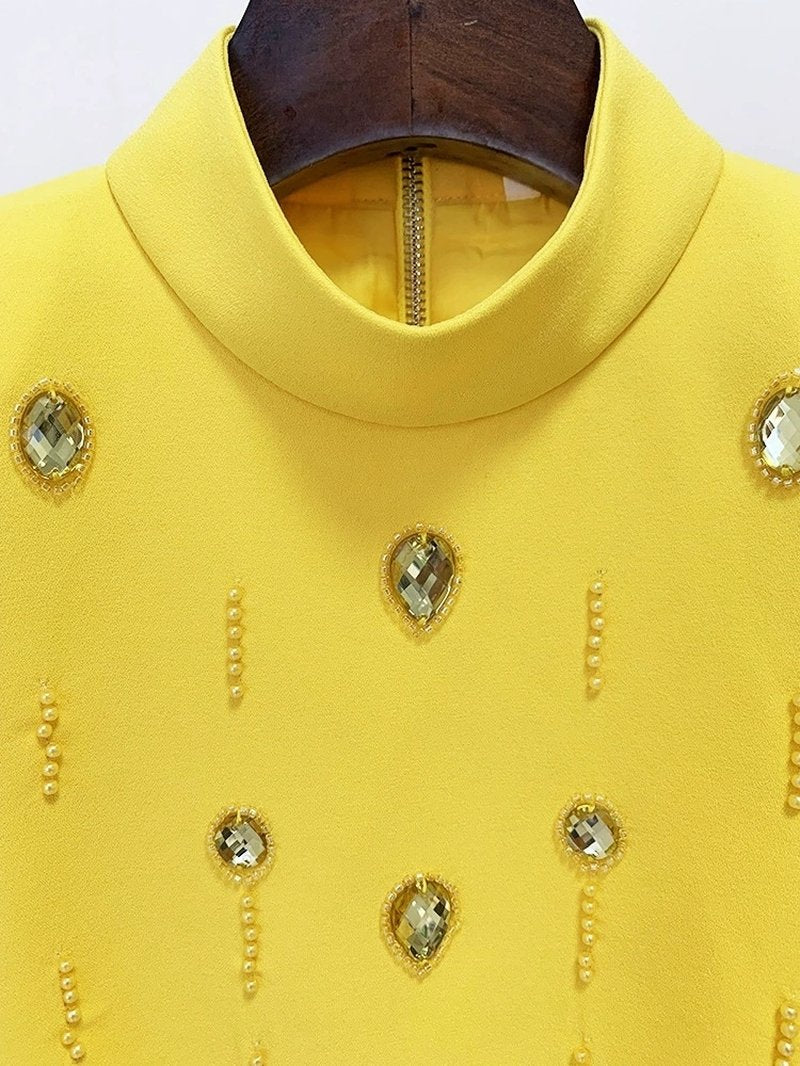 Yellow Embellished Two-Piece Mini Dress H6232