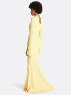 Yellow Keyhole Sleeve Maxi Dress H6732