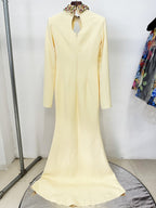 Yellow Keyhole Sleeve Maxi Dress H6732