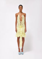 Yellow Ruffle Halter Mini Dress H5988