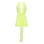 Yellow Ruffle Halter Mini Dress H5988