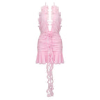 Yellow Ruffle Halter Mini Dress H5988