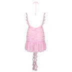 Yellow Ruffle Halter Mini Dress H5988