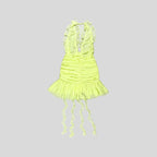 Yellow Ruffle Halter Mini Dress H5988