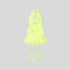 Yellow Ruffle Halter Mini Dress H5988