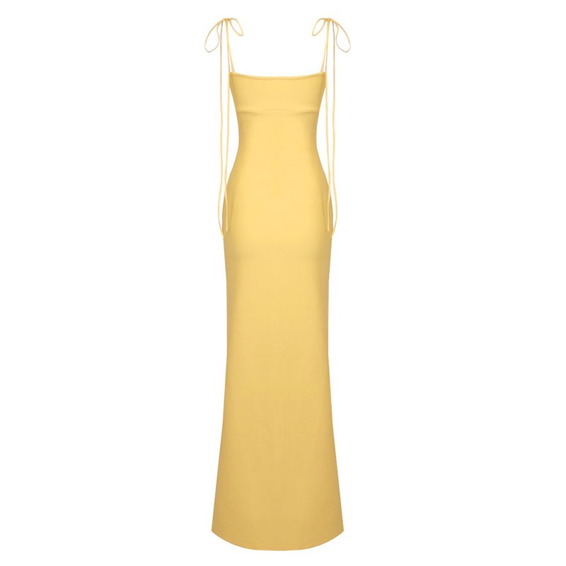 Yellow Satin Cutout Maxi Dress H6073