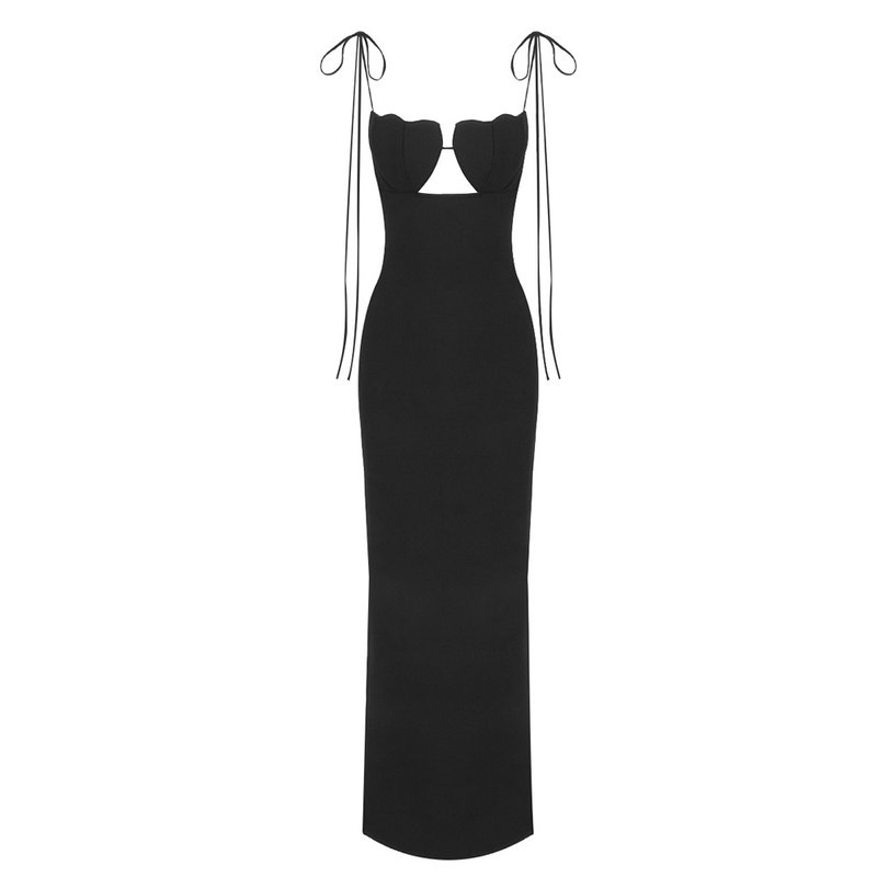 Yellow Satin Cutout Maxi Dress H6073