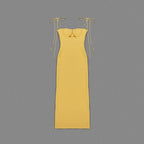 Yellow Satin Cutout Maxi Dress H6073